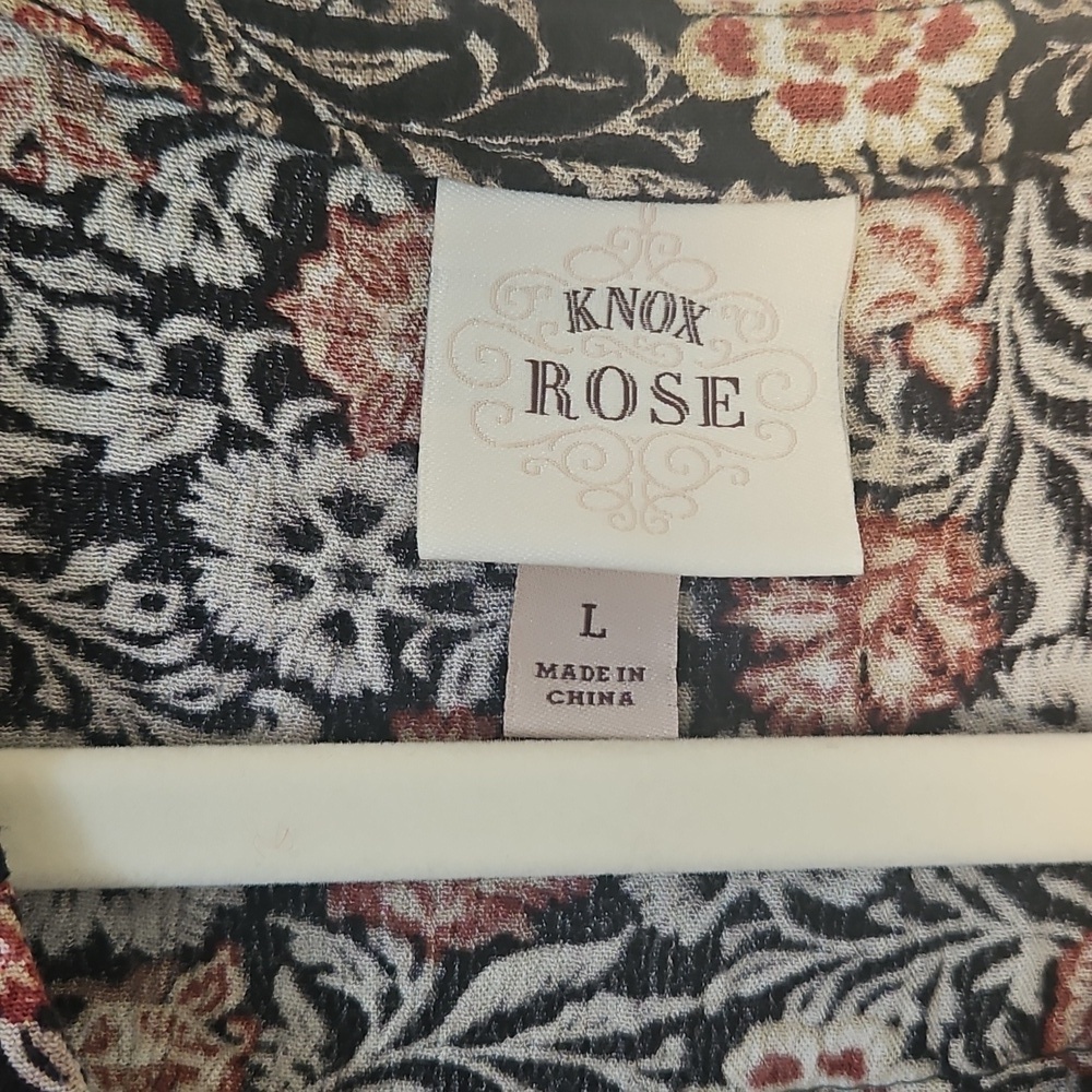 Knox Boho Tunic Rose Black and Red Floral Top - Picture 2 of 7